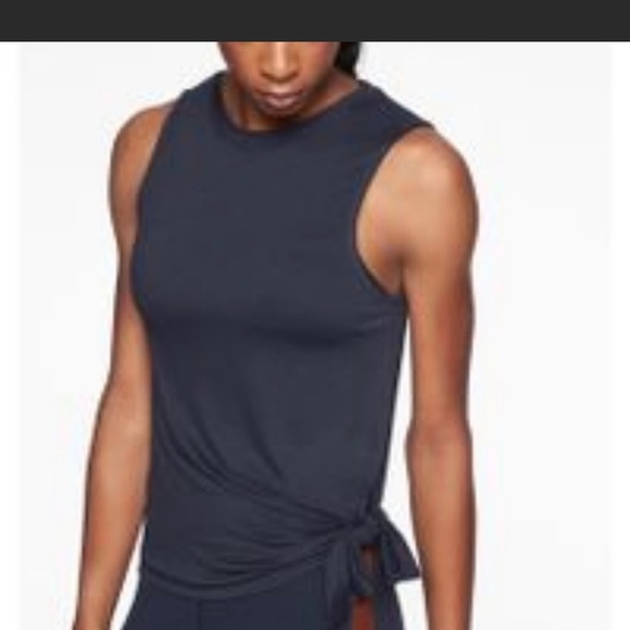NWOT! ATHLETA Navy Cloudlight Asym / Side Tie Tank - L - Picture 2 of 13